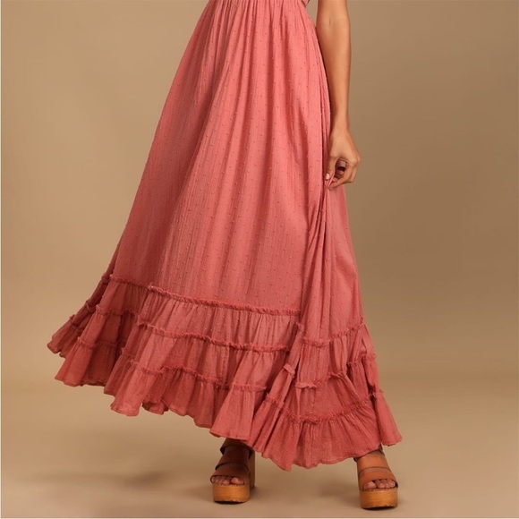 Lulus sunshine rose swish dot tiered cotton maxi dress - Picture 6 of 14